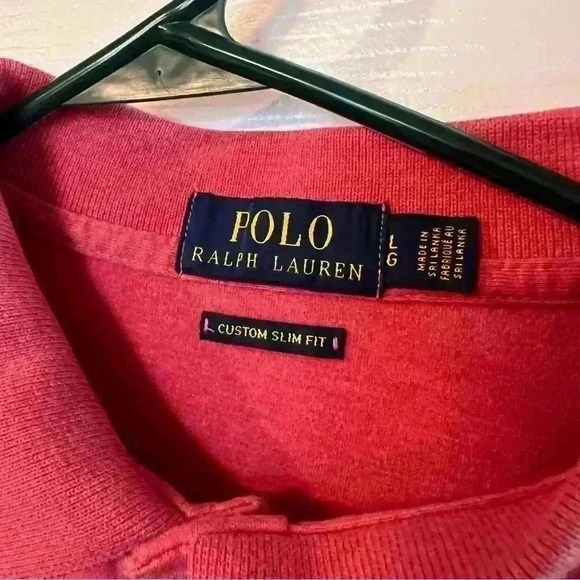 Polo by Ralph Lauren Custom Slim Fit Polo Shirt Size Large Color Red Pink - Picture 3 of 4